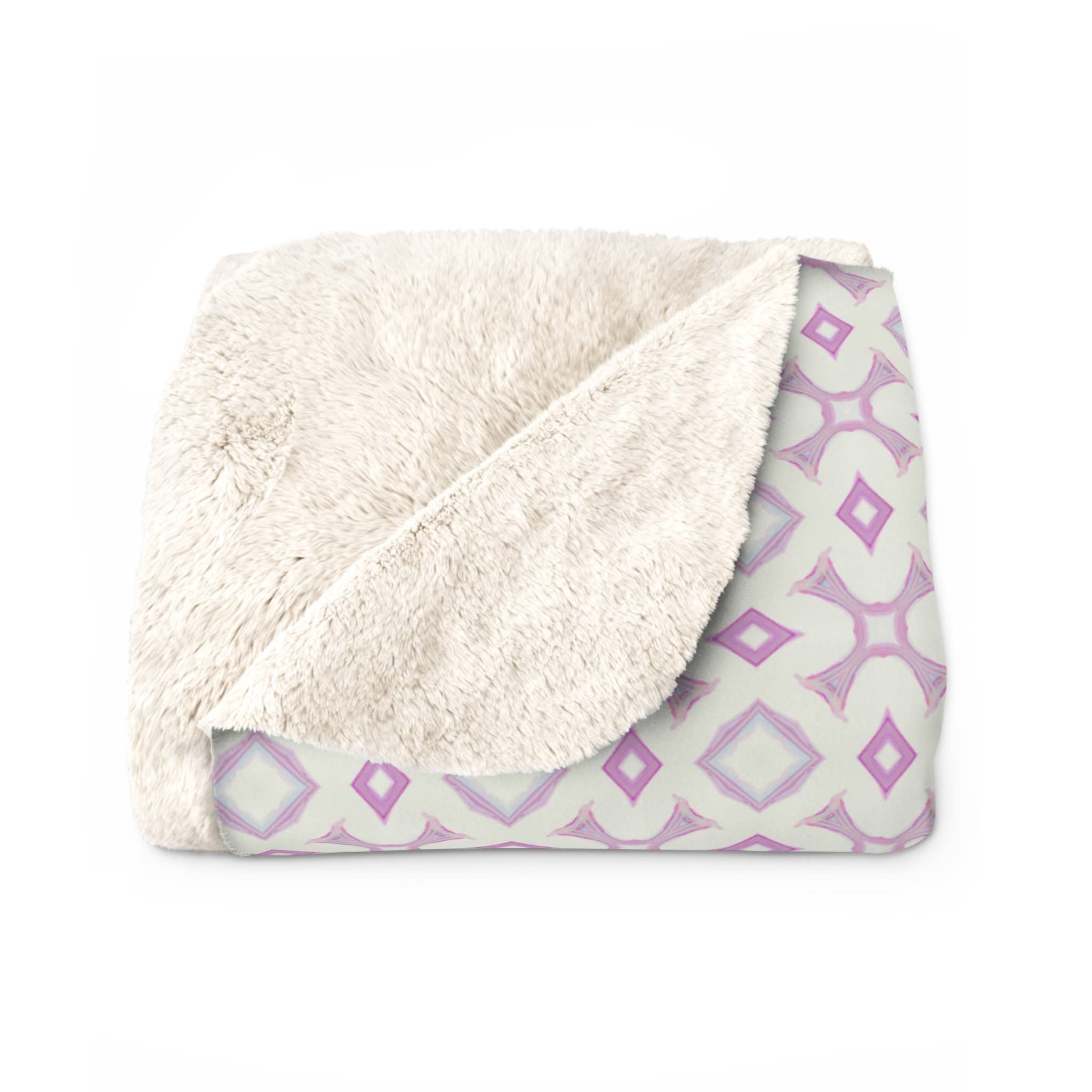 PALMER K Designs - Wholesale Throw Blanket - Sherpa Throw / Blanket: Pink / White Geometric (OH/P11)0