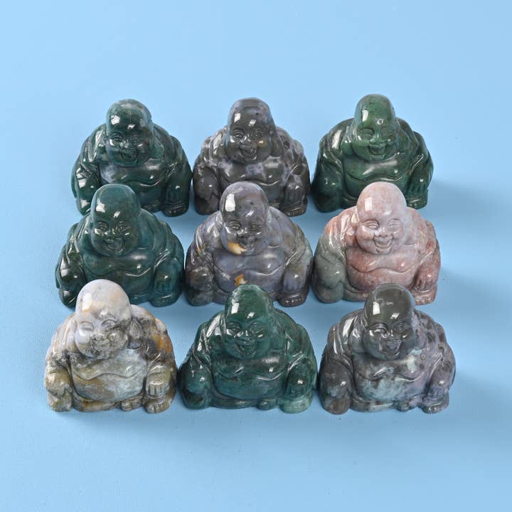 Figurine de Bouddha en cristal sculpté en agate indienne de 1,5" et 5,1 cm pour la vente par ilovebeadsusa