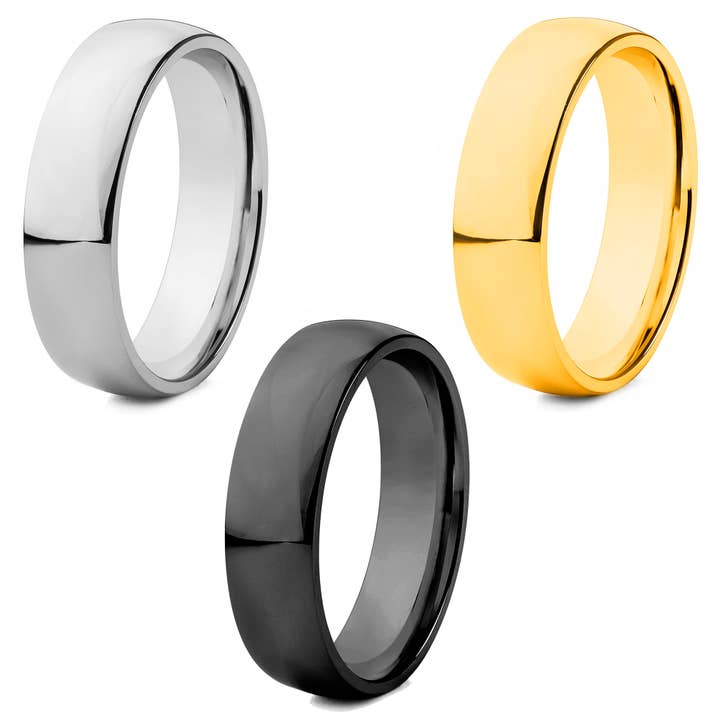 West Coast Jewelry - Wholesale Jewelry Set - Men's 100 Pcs Box Ring Set Steel Domed Wedding Bands (6mm)