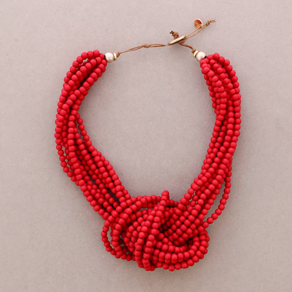 Sonata - Wholesale Beaded/Pearl Necklace - Resin Bead Knot Choker (B)0