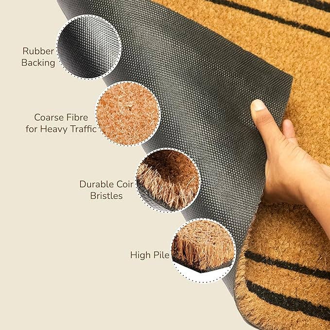 India Wholesale Co - Wholesale Door Mat - Coir Mats Basic Plain with Border- 17X30" Beige3
