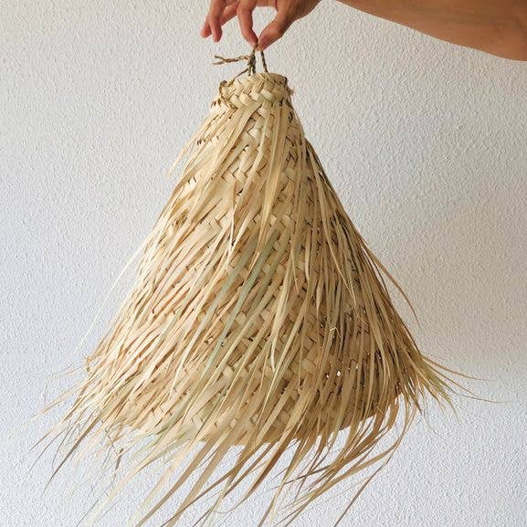 Cone pendant light,Palm tree leaf lampshade for wholesale by Moroccan Natural bazaar