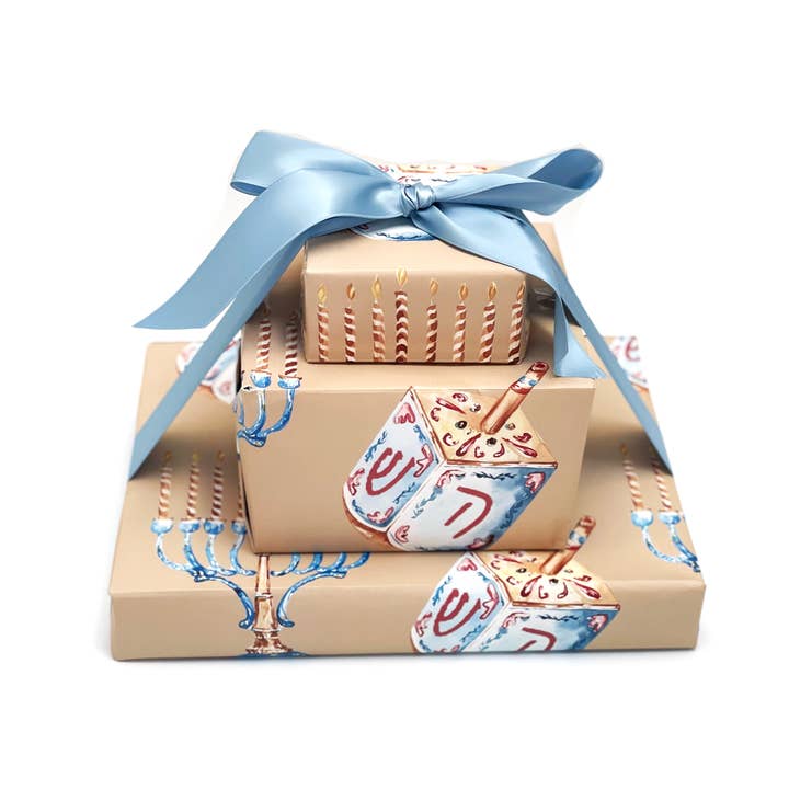 JOSIL Paperie & Gift - Wholesale Wrapping Paper Roll - Hanukkah Gift Wrap - khaki1