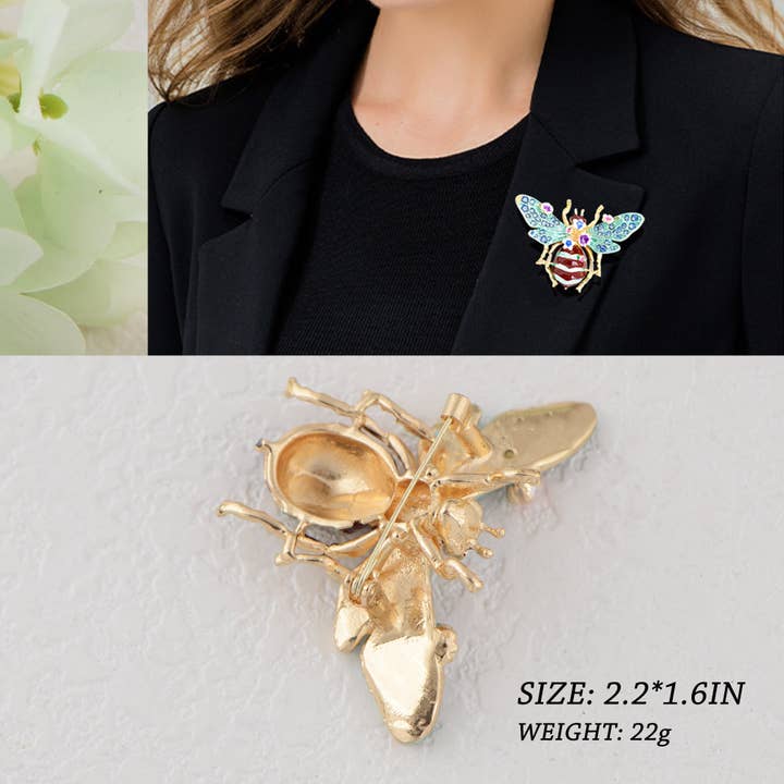 AK Brand – wholesale Brooch – Bee Brooch Pin Rhinestone Insect Flower Jewelry11