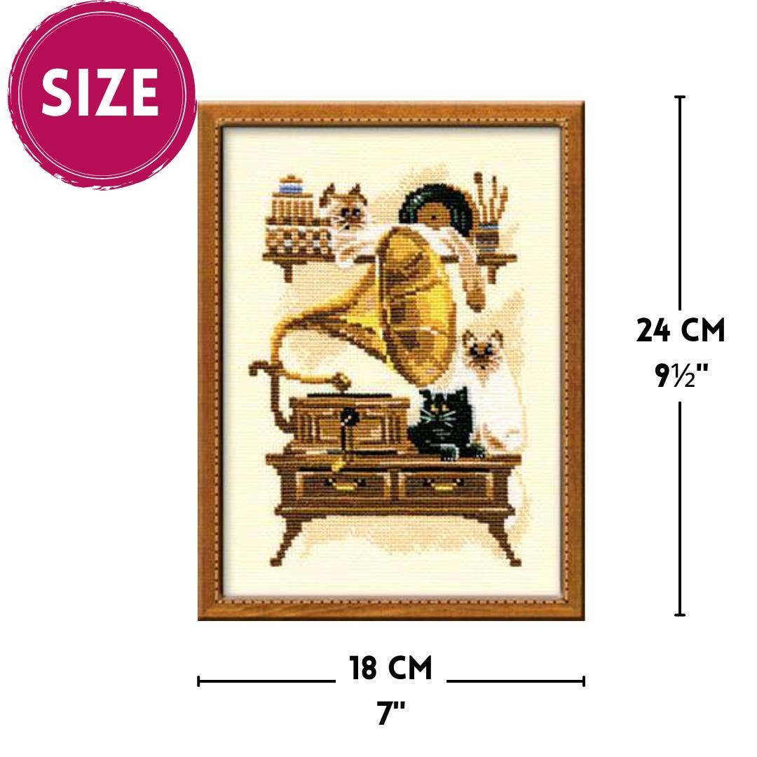 RIOLIS - Wholesale Embroidery/Cross Stitch Supplies - Cross Stitch Kit From Riolis 859 Cat With Gramophone1