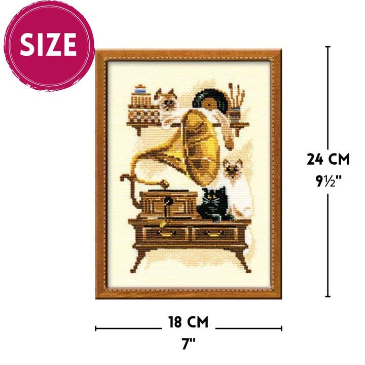 RIOLIS - Wholesale Embroidery/Cross Stitch Supplies - Cross Stitch Kit From Riolis 859 Cat With Gramophone1