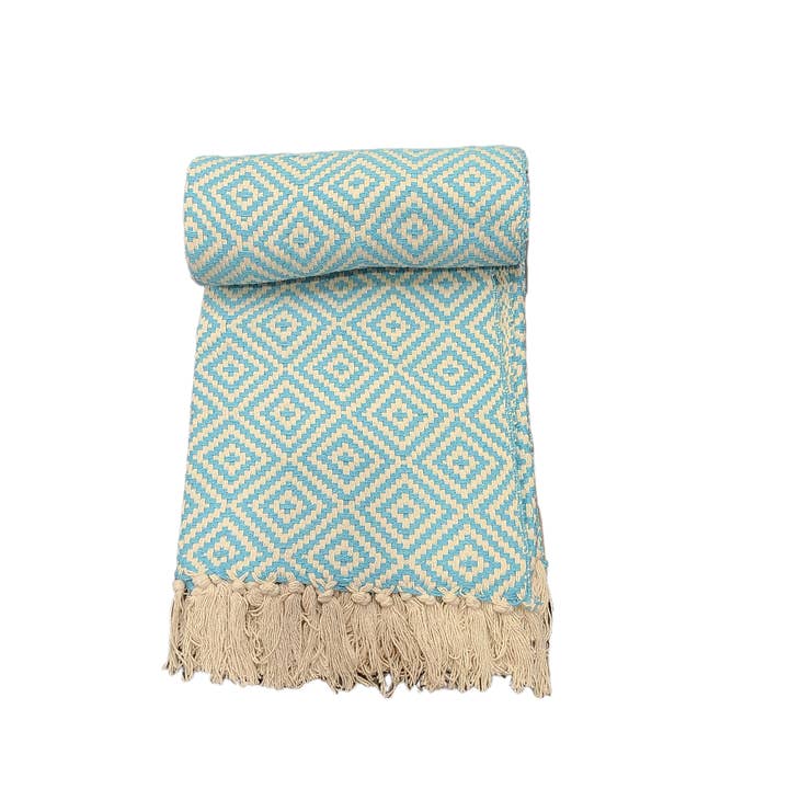 Asia West - Wholesale Throw Blanket - Teal, Blue, Plum, Tan or Black 100% Cotton Throw Blanket