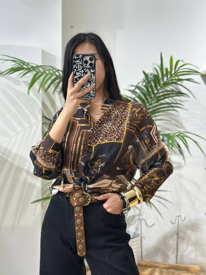 ADORA - Wholesale Button Down Shirt - Women's - Printed shirt1