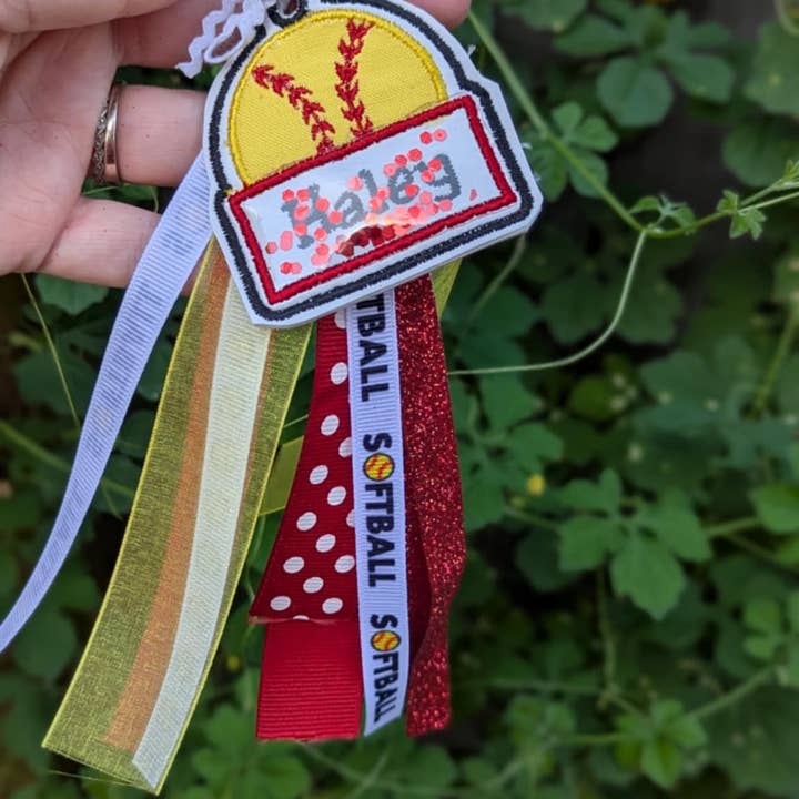 525 Fiber and Designs - Wholesale Keychain - Unisex - Baseball or Softball Bag Tag- Personalized/Custom Embroidery1