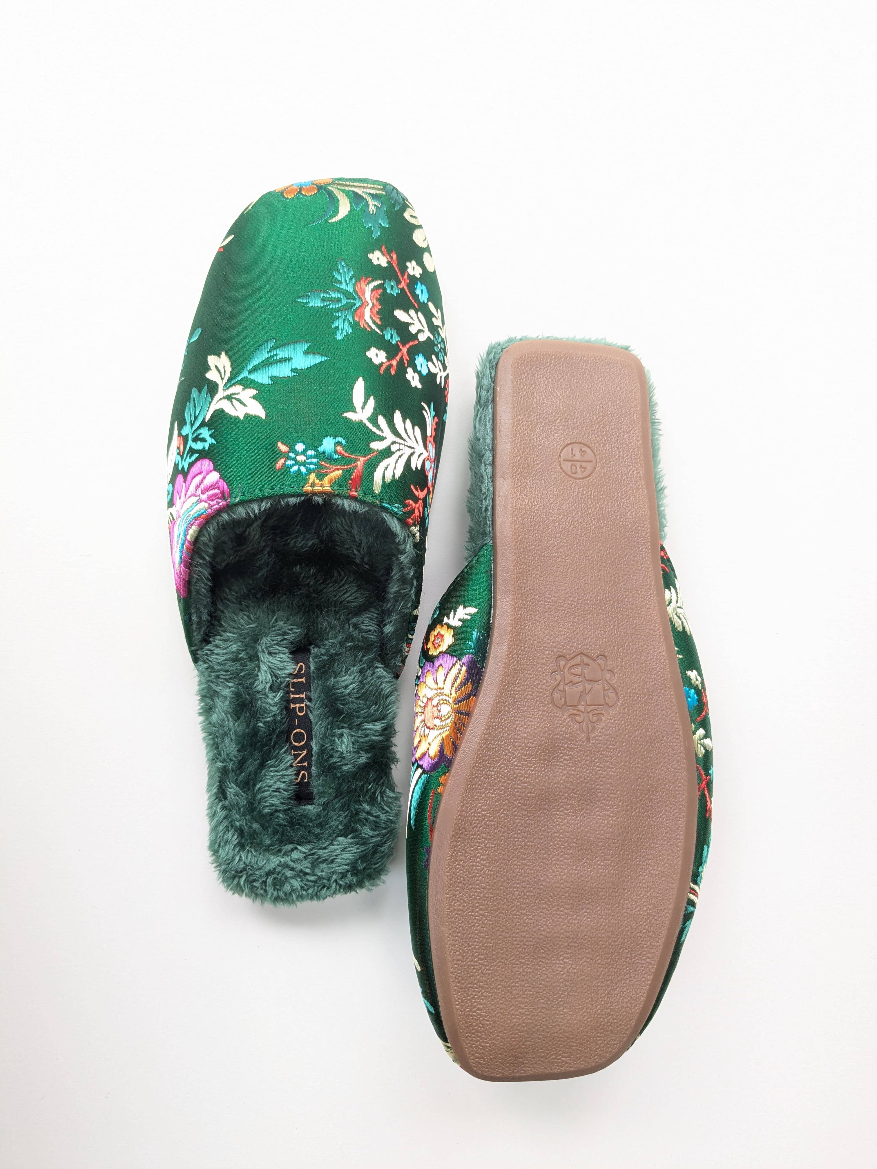 sage green Oriental Embroidered Women Slippers – Gift Idea For New Home for wholesale on Faire9