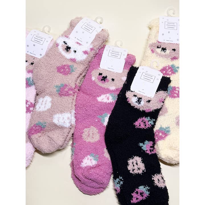 ASSORTED COLOR Plush Cozy Cute Bear Theme Socks for wholesale on Faire4