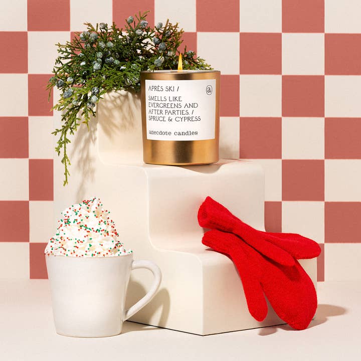 Anecdote Candles - Wholesale Jar/Filled Candle - Apres Ski (Spruce & Cypress) Gold Tumbler Candle