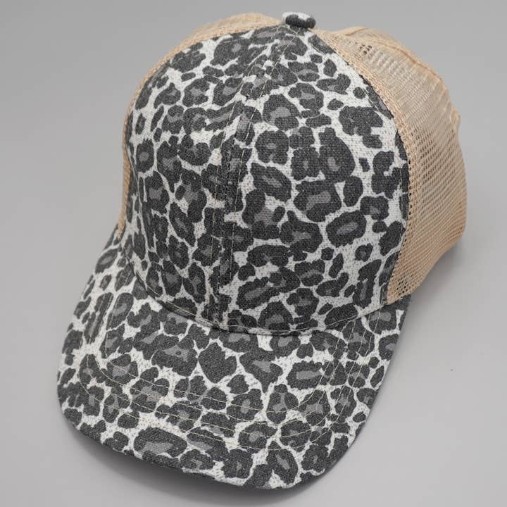 JOSSLYN by wall to wall - Wholesale Trucker Hat - Women's - TRUCKER HAT LEOPARD ANIMAL FRONT MESH BACK CAP | 40HW7450