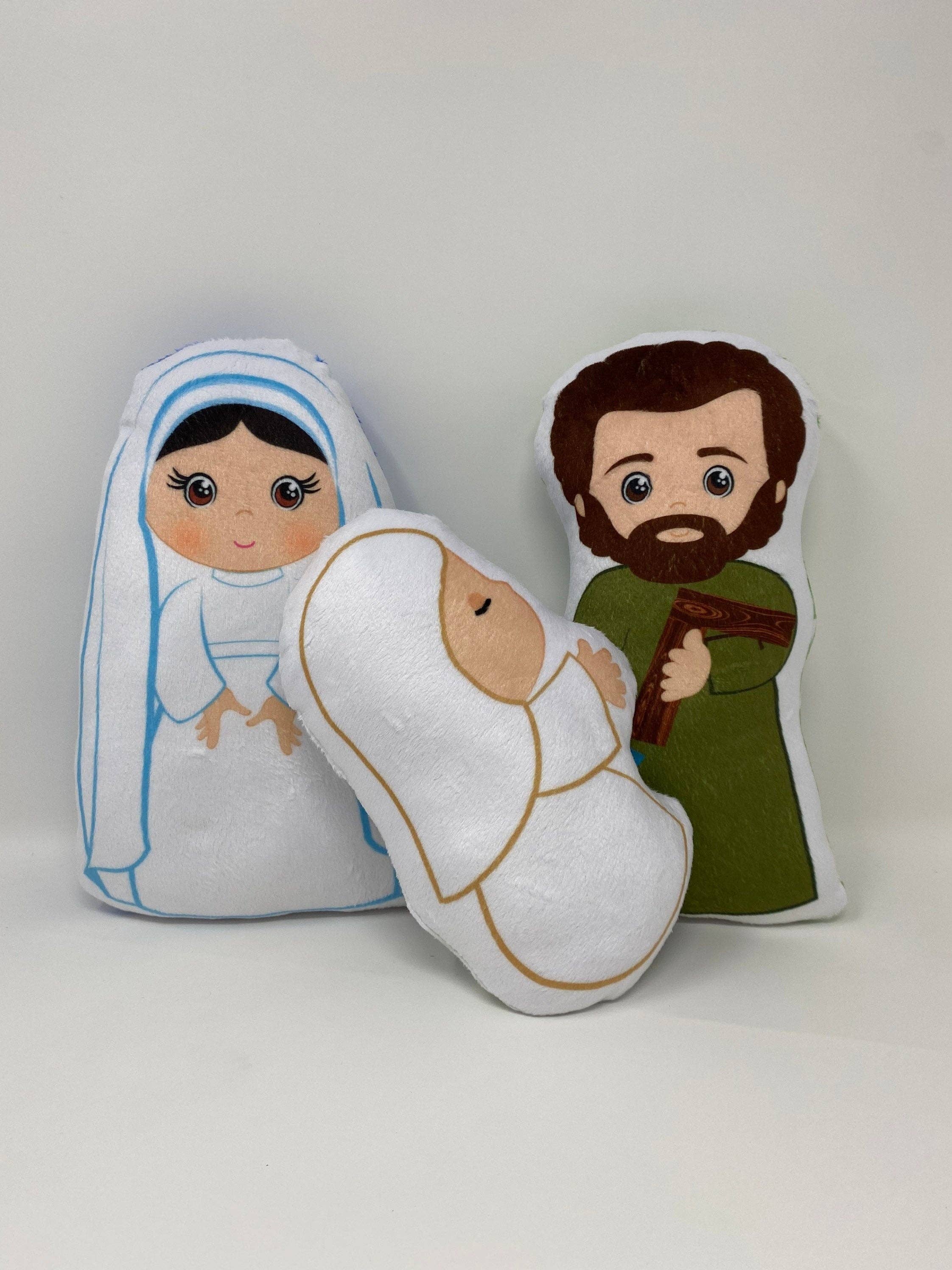 Meyer Market Designs - Wholesale Stuffed/Plush Toy - Kids & Baby - Set of 3 Holy Family Stuffed Dolls. Joseph, Mary and Baby Jesus Gift. Christmas Gift. Baptism. Catholic Baby Gift. Stuffed Nativity.