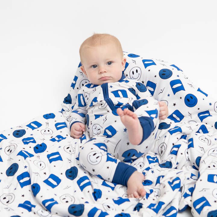 Monkeeroos - Wholesale Bedding Blanket - Kids & Baby - Duke University® Blue Smiley Quilted Blanket