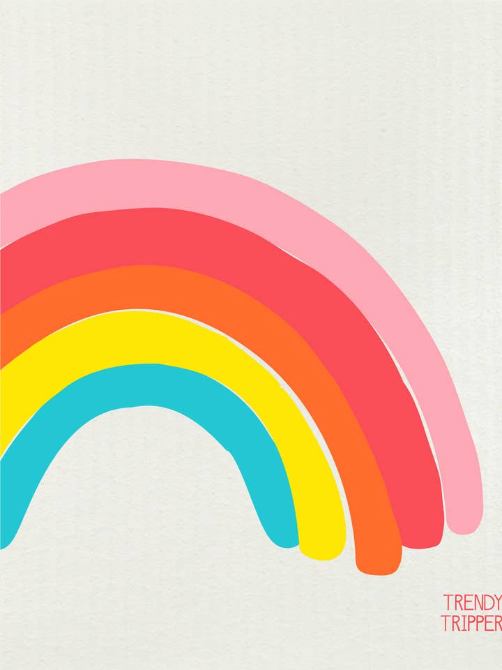 Regnbuefarver på naturlig svensk karklud for engroshandel hos Trendy Tripper