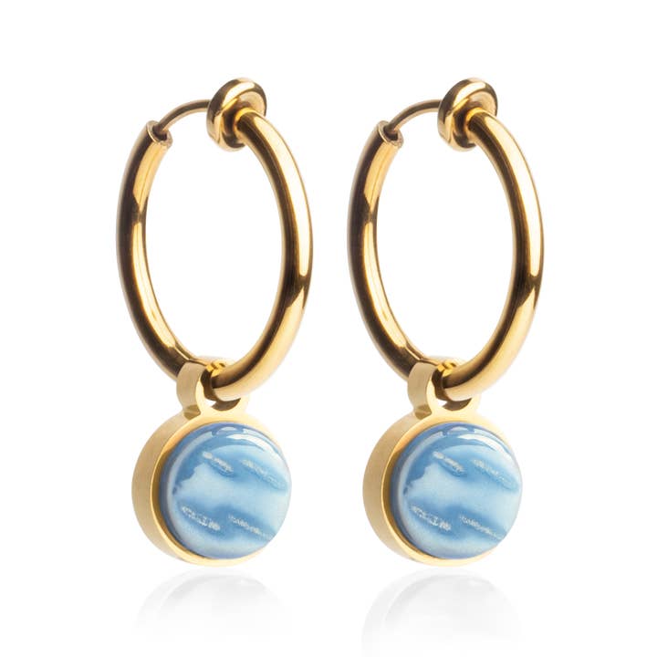 Auriculares Mix & Match com pendente • ouro/azul celeste • 18 mm por atacado de ALEXASCHA