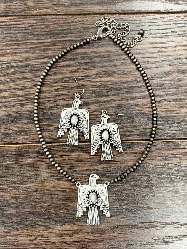 734453, Thunderbird Necklace Earrings Set for wholesale by ISAC Trading Inc