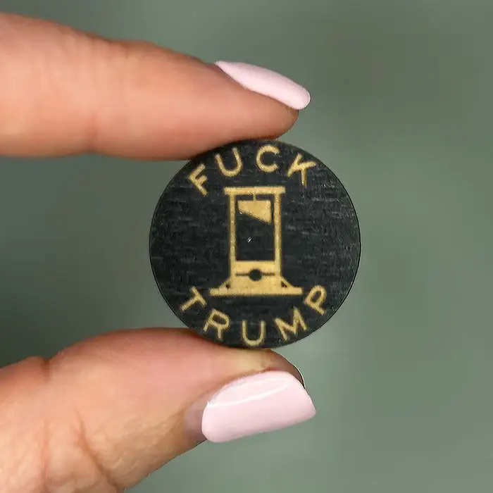 SnowMade - Wholesale Lapel Pin/Button - F*ck Trump Wooden Pins0