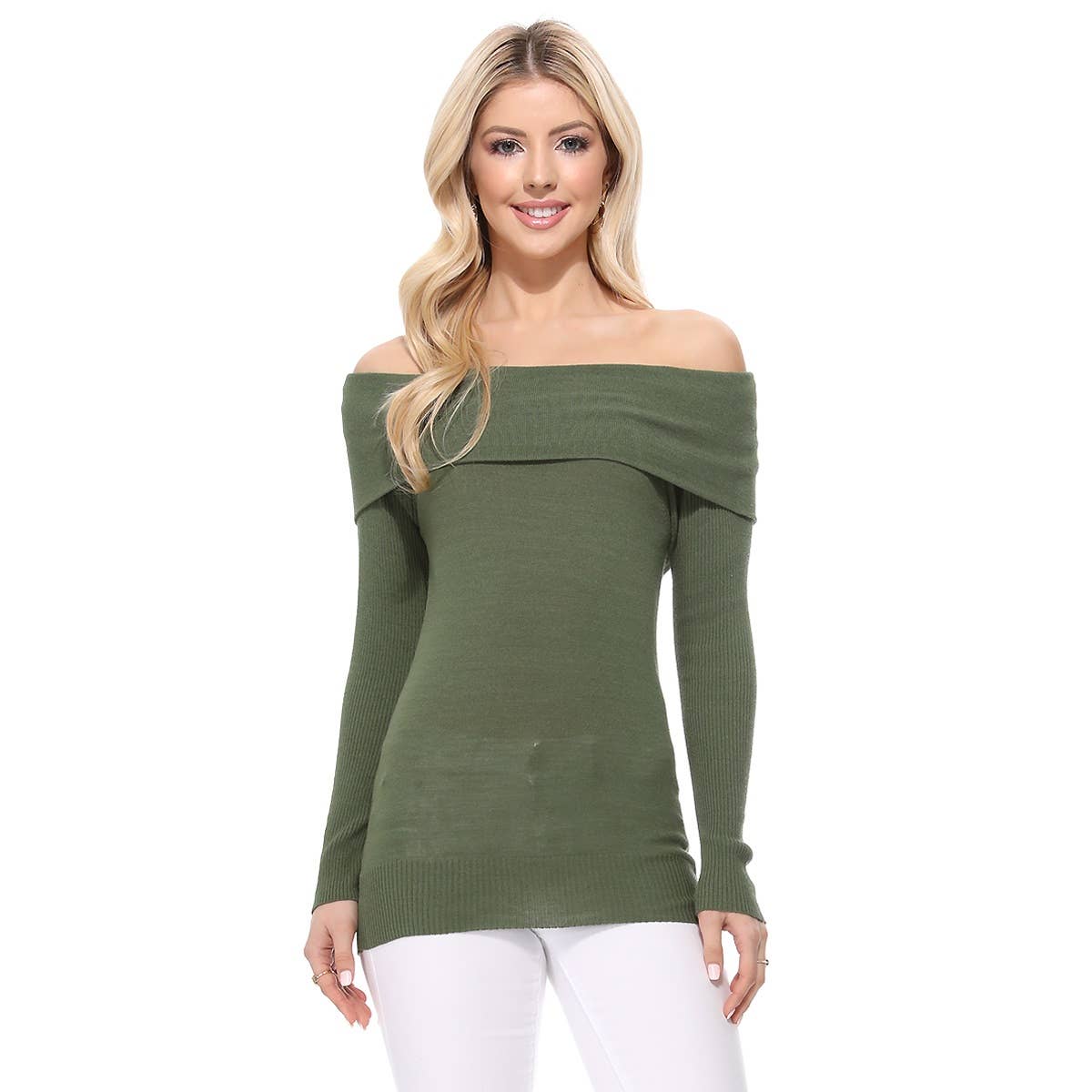 Mak - Venta al por mayor Jersey corto de punto - Mujer - Suéter de punto suave de rayón y elástico con hombros descubiertos MK35981