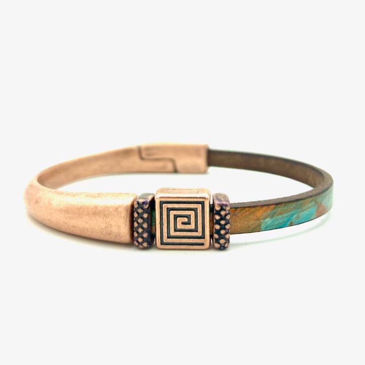 Montana Leather Designs - Wholesale Cuff Bracelet - (MG) Square Coil Magnetic Cuff1