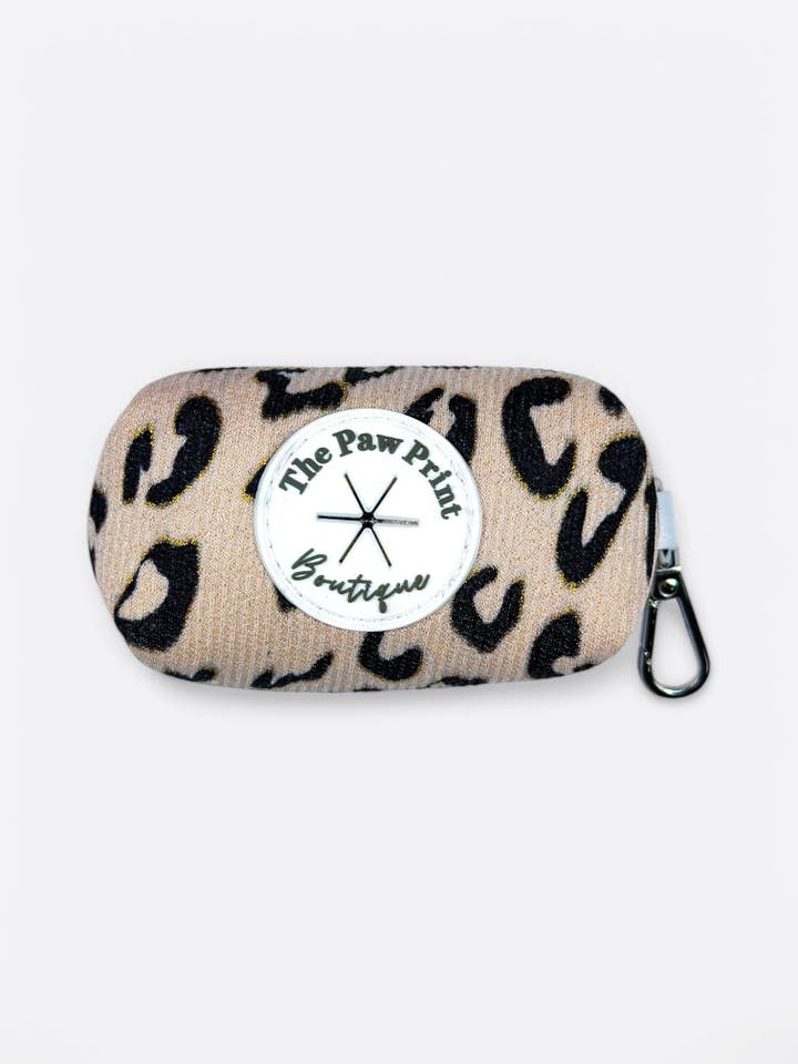 The Luxe Leopard (Beige) Poo Bag Holder for wholesale by The Paw Print Boutique