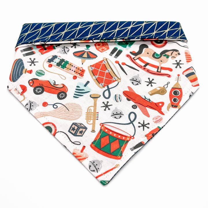 Vintage Christmas Toys Bandana - Reversible for wholesale by Jersey Border Collars