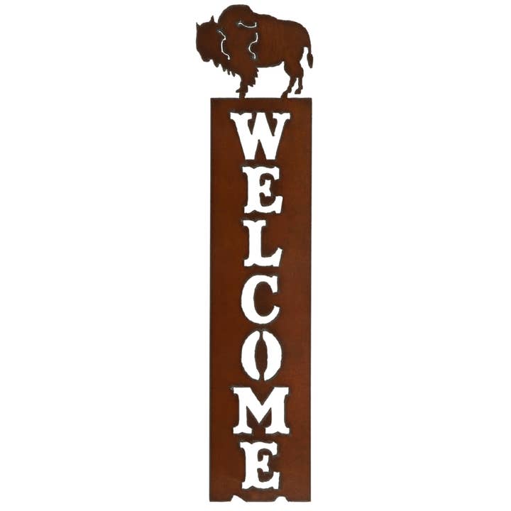 Buffalo Vertical Welcome Sign for wholesale by Rustic Ironwerks