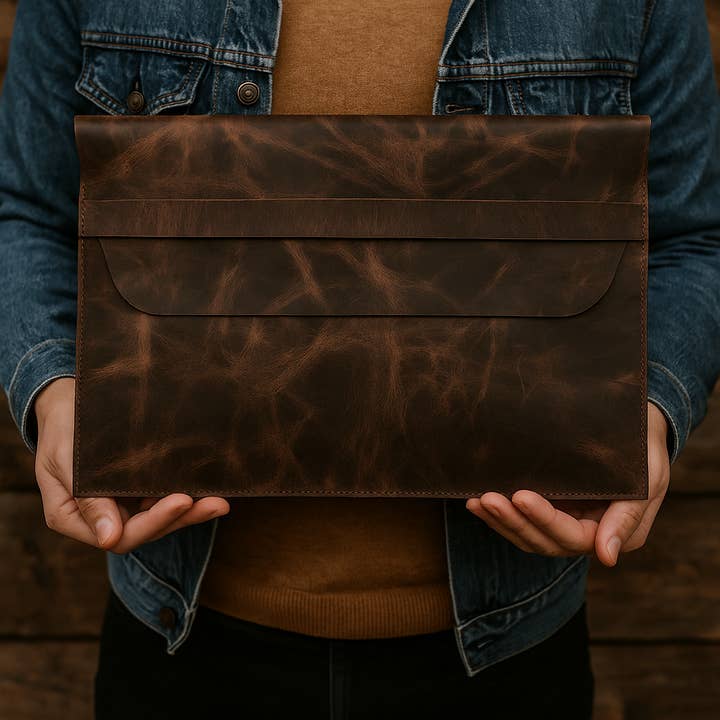 MLC - Wholesale Laptop/tablet case – Men’s - Vintage Full-Grain Leather Laptop Sleeve – Fits 13–15" Laptop, Charger & Essentials1
