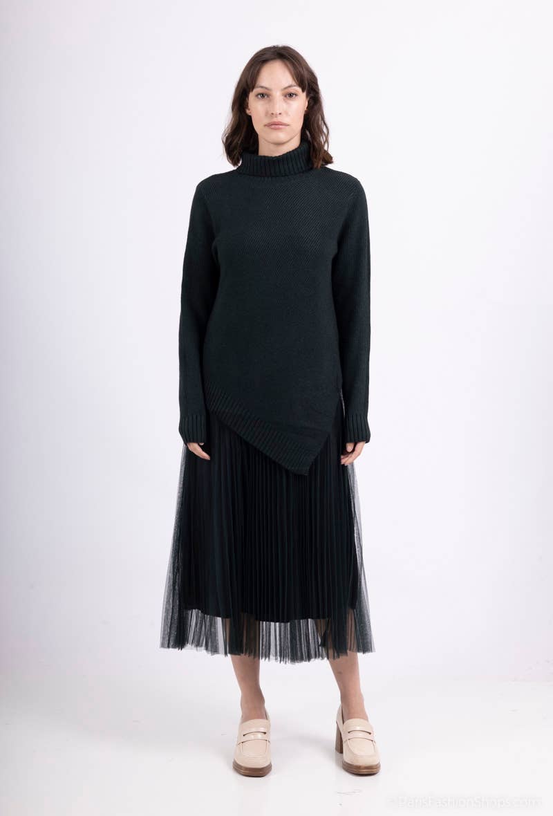 L'Emotion - Vente Ensemble haut et jupe - Femme - Ensemble Pull Col Roulé Asymétrique Coupe V & Robe12