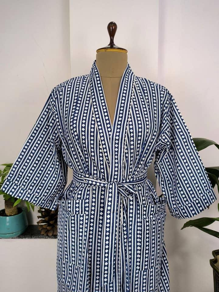Boho House Robe Sommar Kimono Ren Bomull Strandkläder Diamant för wholesale av The Eastern Loom