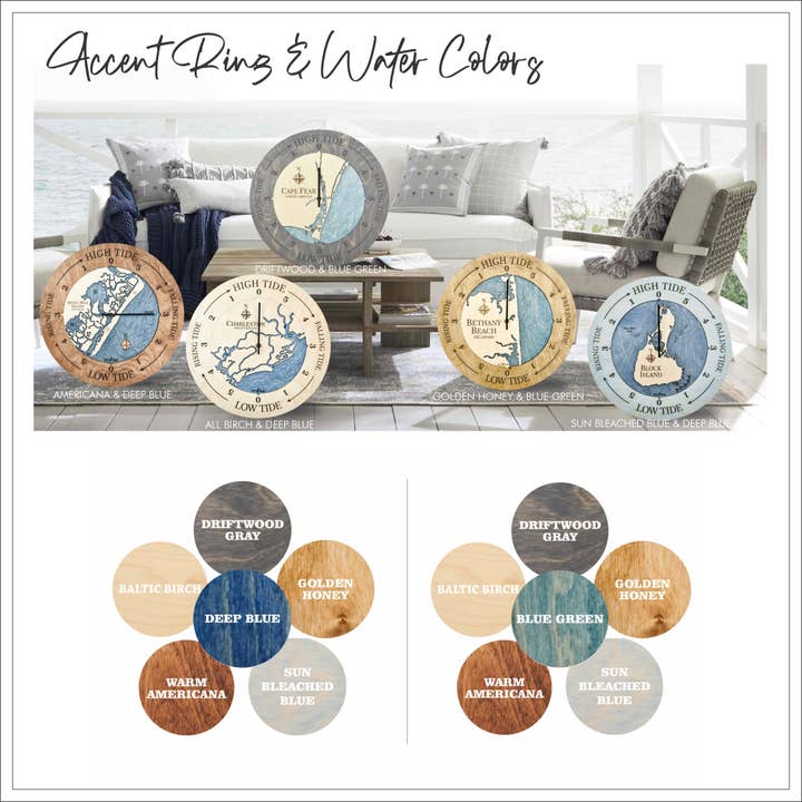 Sea & Soul Nautical Chart Art - Wholesale Wall Clock - Florida East Coast Nautical Chart Tide Clock-Many Locations26