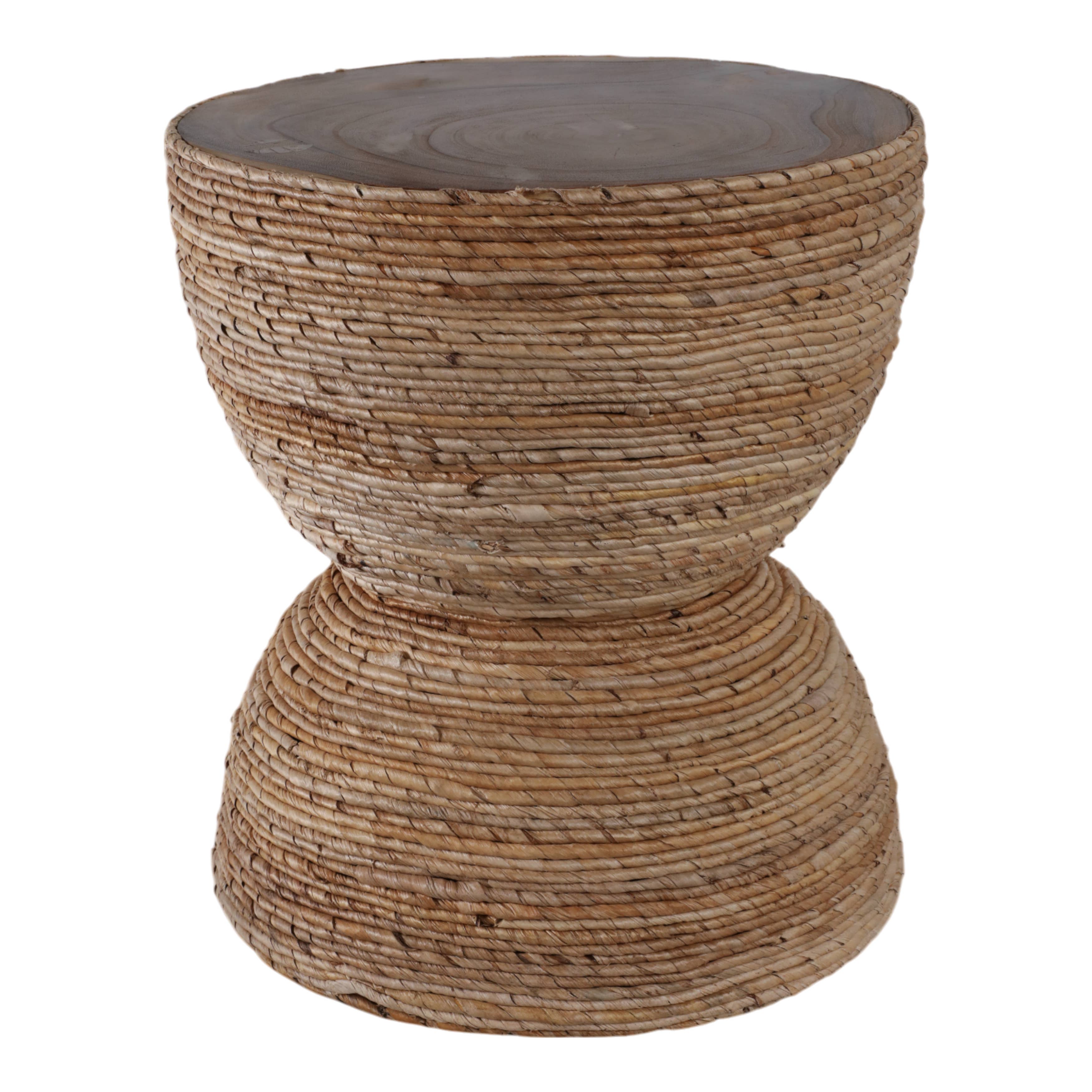 Sagebrook Home - Wholesale Side Table - End Table - Brown Wood Woven Banana Leaf Design, 18 in.3