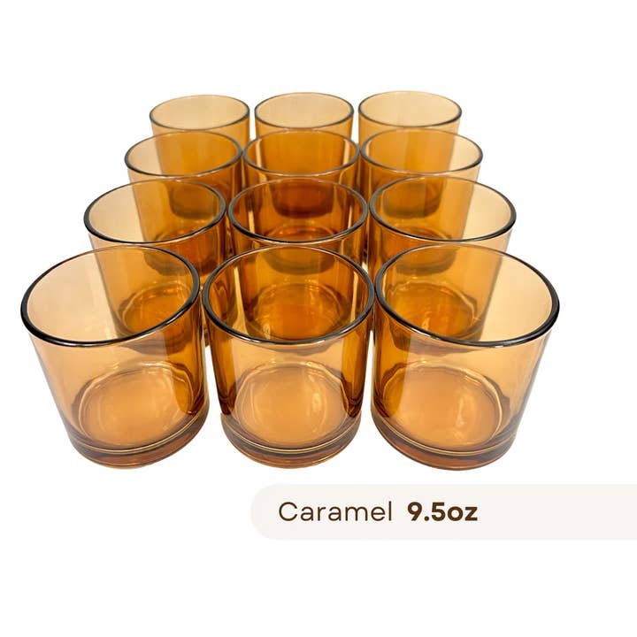 General Wax - Candle Making Supplies - Wholesale Candle holder - 9.5 oz Monticiano Caramel - Candle Making Glass2