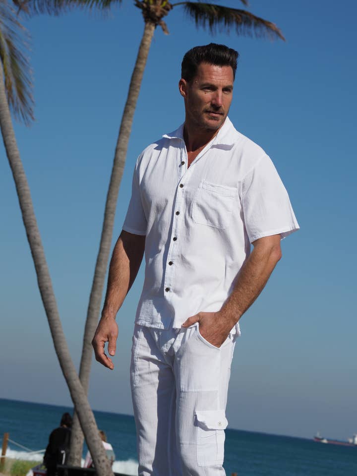 Cotton Natural - Wholesale Button Down Shirt - Men's - Islander Shirt