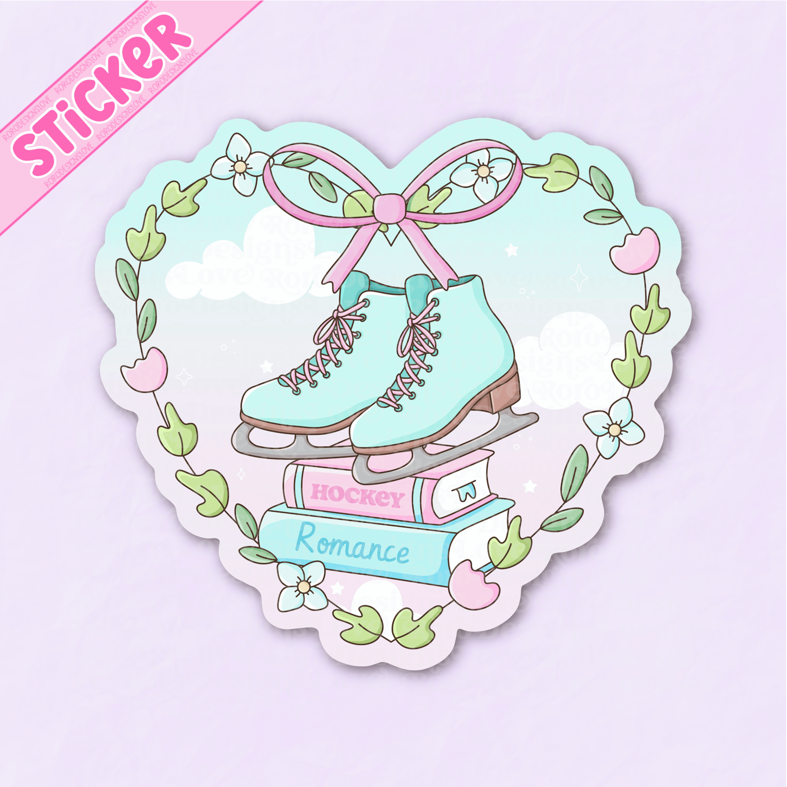 RoroDesignsLove - Wholesale Sticker - Hockey romance book trope pastel heart sticker for kindle2