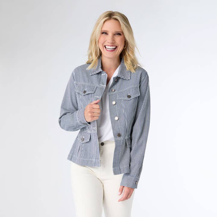 Samson Striped Denim Jacket for wholesale on Faire