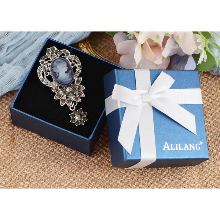 AK Brand - Wholesale Brooch - Vintage Crystal Rhinestone Victorian Cameo Brooch Pendant7
