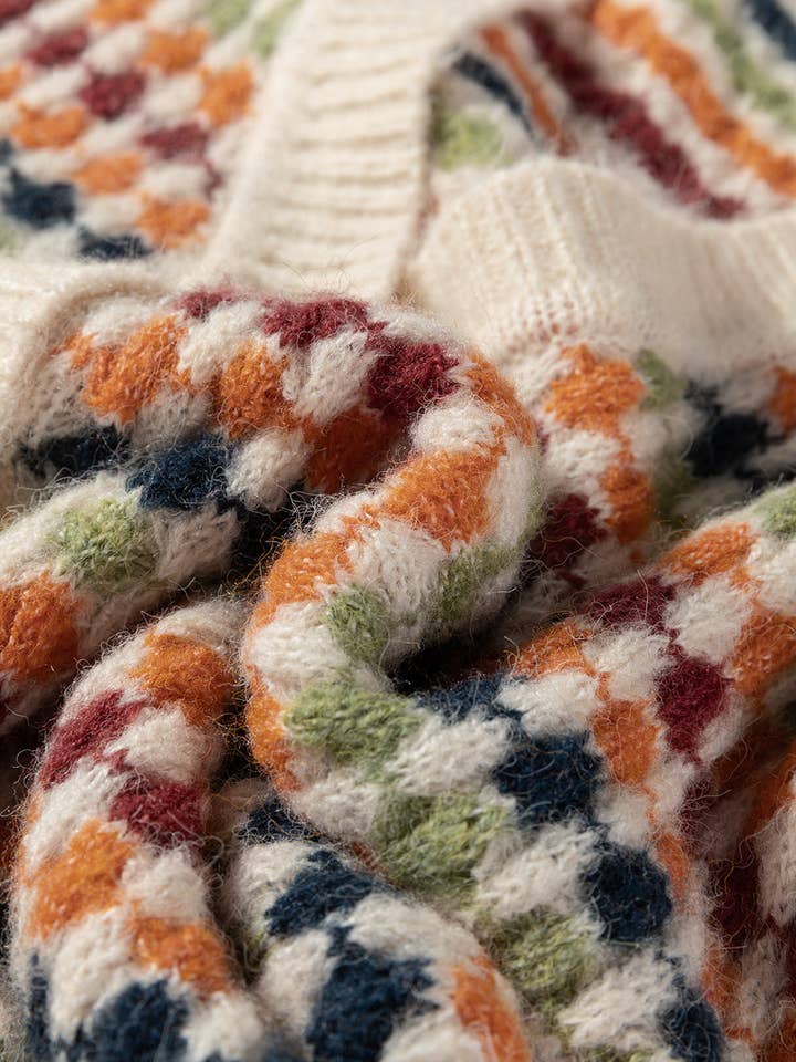 Multicolour Seraxie Pattern Knit Front Sweater for wholesale on Faire4