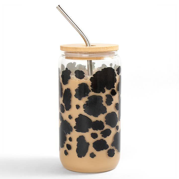 Cow Spots Glass Can for wholesale by Paper Farm Press