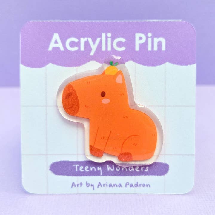 Teeny Wonders, Art by Ariana Padron - Wholesale Lapel Pin/Button - Capybara Acrylic pin0
