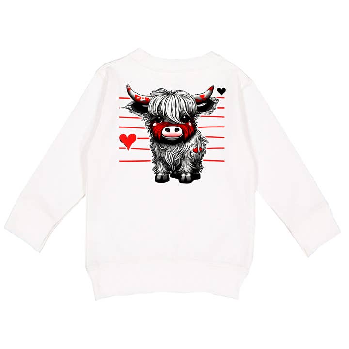 Highland Cow Love Crew Sweatshirt, hvid (småbørn, unge, voksne) for engroshandel hos Micro Me