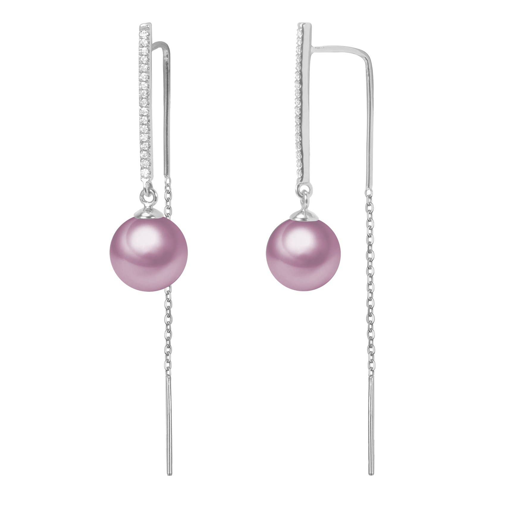 Timeless Pearl - Wholesale Dangle Earrings - G18k Diamonds Edison Pearl Threader Earrings3