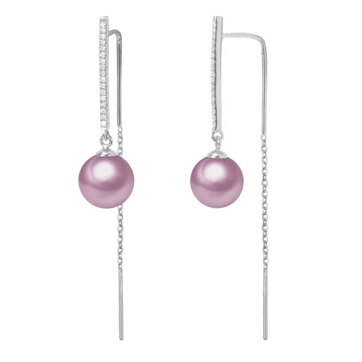 Timeless Pearl - Wholesale Dangle Earrings - G18k Diamonds Edison Pearl Threader Earrings3