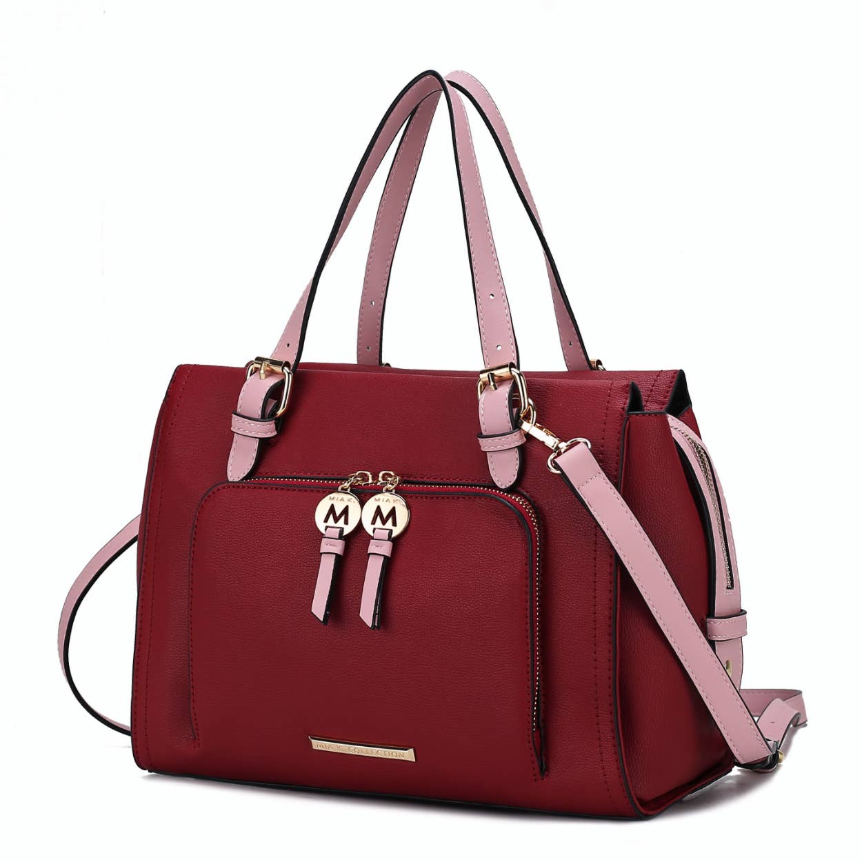 MKF Collection - Wholesale Satchel - Women's - Elise Vegan Leather Color-Block Women Satchel Bag by Mia k1