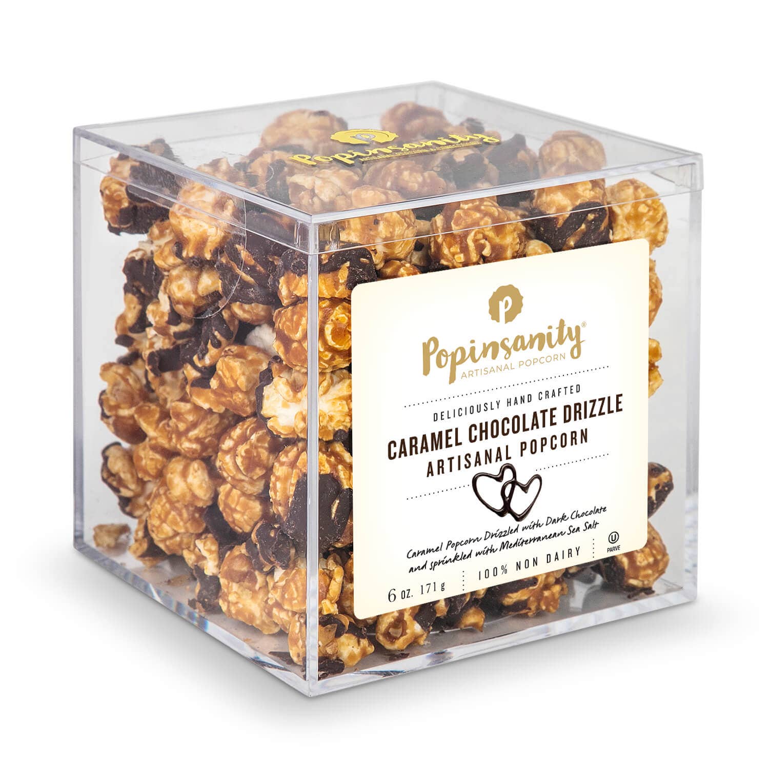 Popinsanity Popcorn & Confections – Großhandel Popcorn – Caramel Chocolate Drizzle Gourmet-Popcorn, Acryl-Geschenkbox0