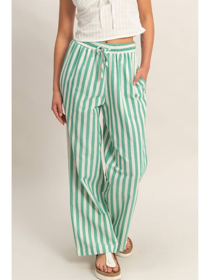 Vertical Striped Elastic Pants With Side Pockets for wholesale by HYFVE