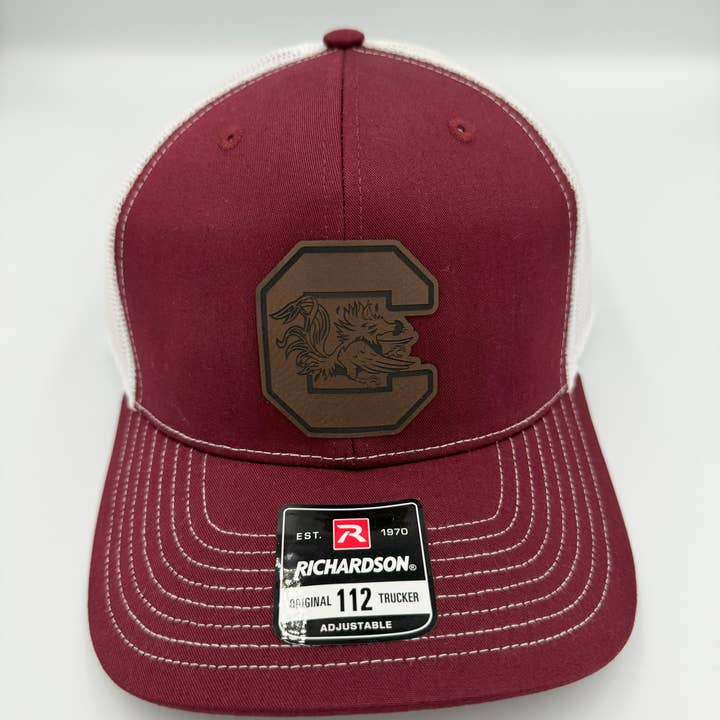 NOCO Engraving - Wholesale Trucker Hat - Unisex - USC Gamecock Leather Patch Hats1