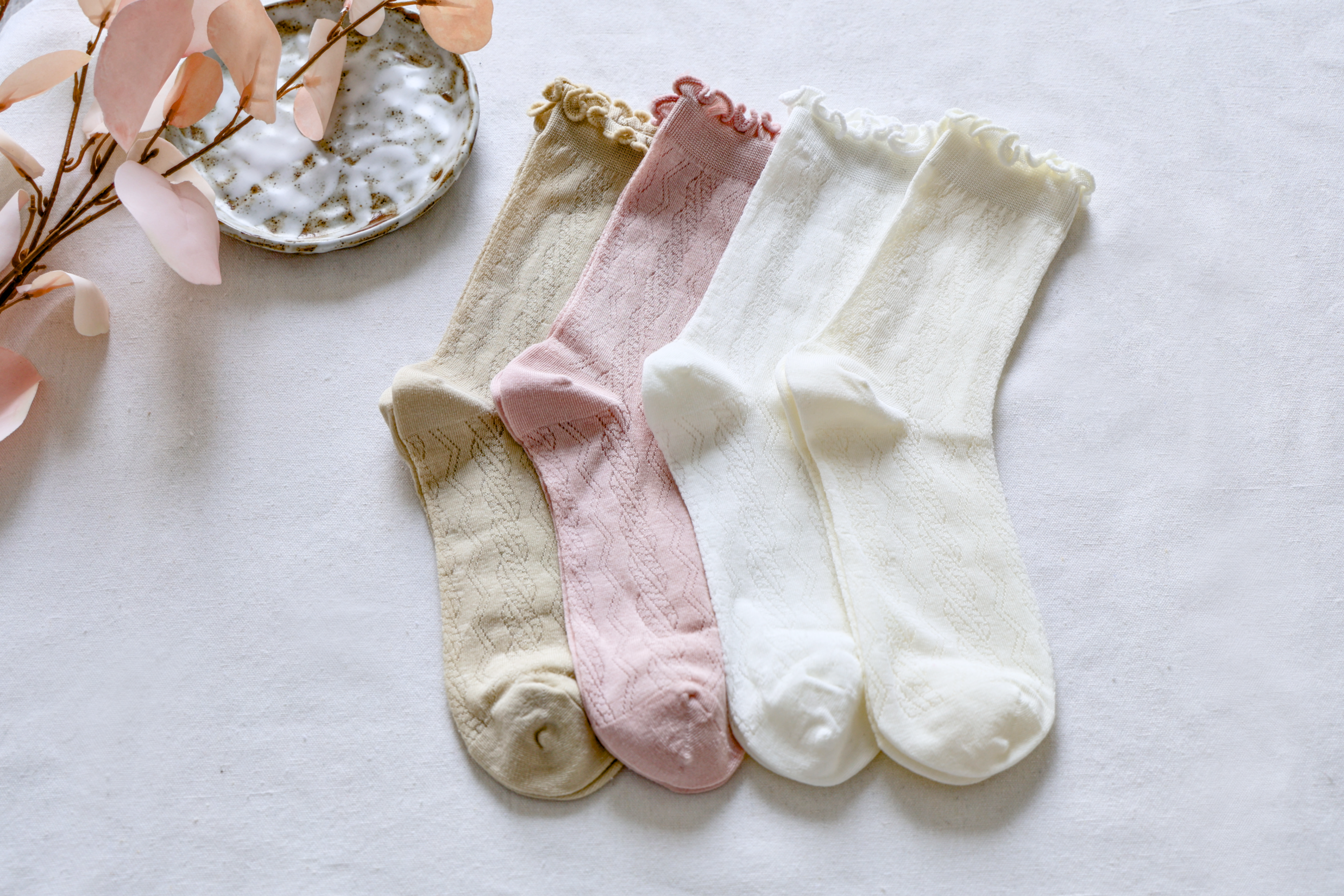 Happy Knits – wholesale Socks – Women's – Women's Ruffle Mesh Cotton Socks - Retro & Breathable10