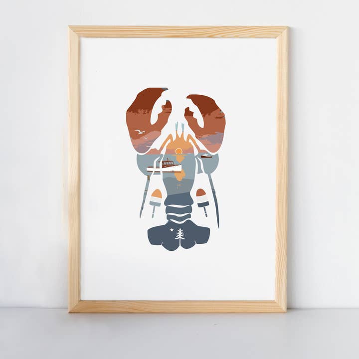 Maine Lobster Print for wholesale by Reclaimed Maine Co.